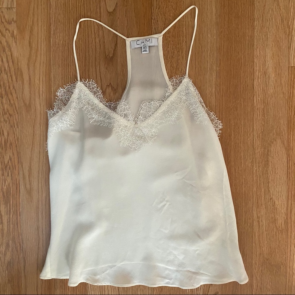 White racer back Cami NYC tank 100% silk